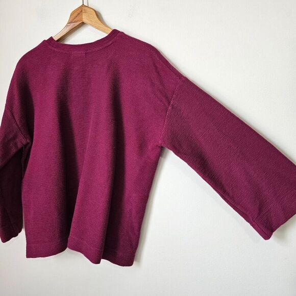 EUC ST JOHN'S BAY MAGENTA RIBBED CREW NECK BOXY PULLOVER SZ L - Picture 3 of 15